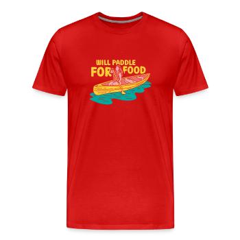 Pagayer pour la nourriture Hobby Kayak Kayak Kayak - T-shirt bio Premium Homme - rouge - Devant - Damien (186cm)