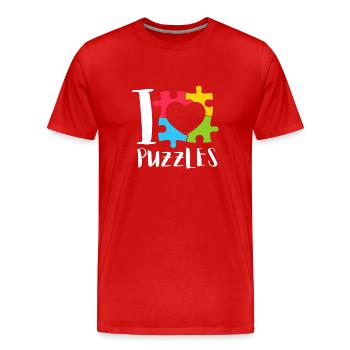 Puzzle Queen - I Puzzle Past My Bedtime - Männer Premium Bio T-Shirt - Rot - Vorne - Damien (186cm)