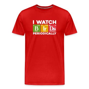 J’observe les oiseaux périodiquement - T-shirt bio Premium Homme - rouge - Devant - Damien (186cm)