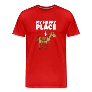 Mon cheval Happy Place - T-shirt bio Premium Homme - rouge - Devant - Damien (186cm)
