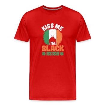 Kiss Me I'm Black Irish St Patricks Day Afro - Männer Premium Bio T-Shirt - Rot - Vorne - Damien (186cm)