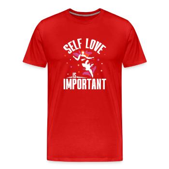 L’amour de soi est important positif Amour de soi doux - T-shirt bio Premium Homme - rouge - Devant - Damien (186cm)