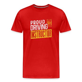 Proud driving instructor driving lesson driving school profession - Men's Premium Organic T-Shirt - red - Front - Damien (186cm)