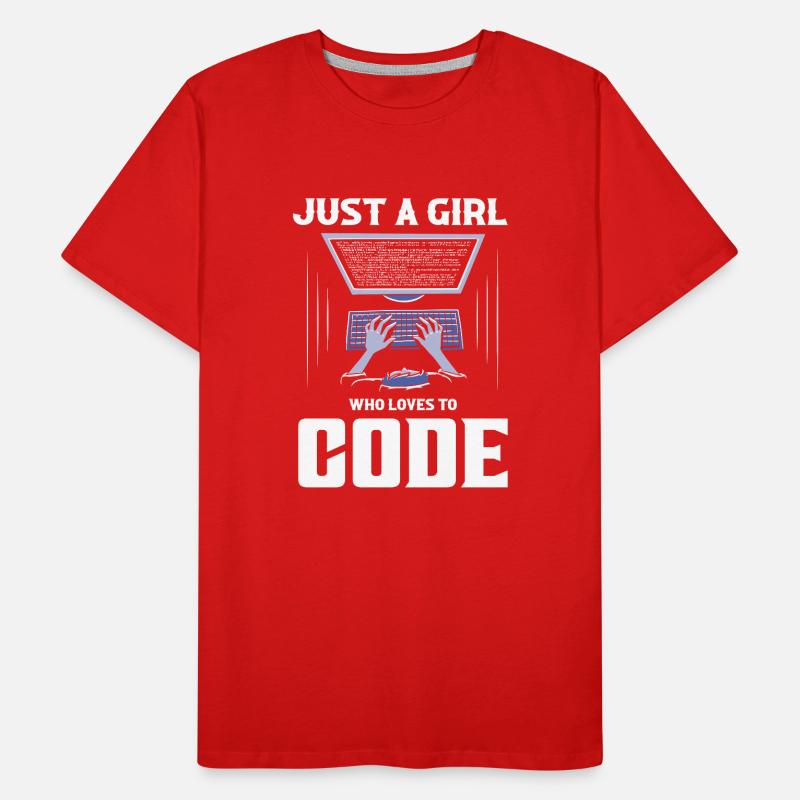 Just A Girl Who Loves To Code Software Coding Männer Premium Bio T-Shirt