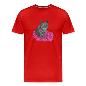 Propriétaire de chat tigre gris - T-shirt bio Premium Homme - rouge - Devant - Damien (186cm)