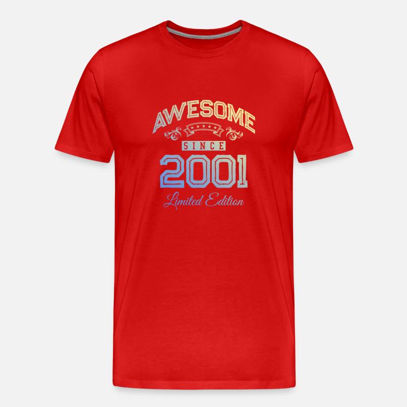 2001 awesome since - Männer Premium Bio T-Shirt - Rot