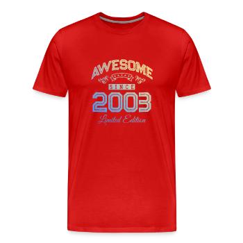 2003 awesome since - Männer Premium Bio T-Shirt - Rot - Vorne - Damien (186cm)