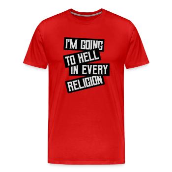 En allant en enfer - T-shirt bio Premium Homme - rouge - Devant - Damien (186cm)