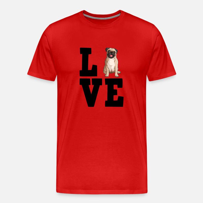 Mops - Männer Premium Bio T-Shirt - Rot