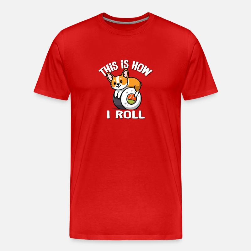 Corgi - Männer Premium Bio T-Shirt - Rot