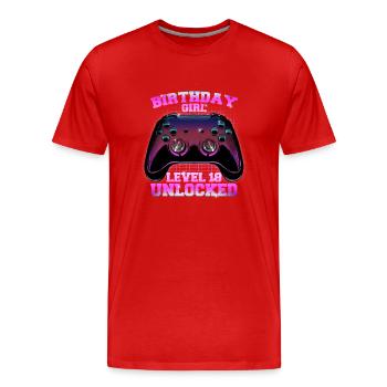 18 years old woman video games of age - Men's Premium Organic T-Shirt - red - Front - Damien (186cm)