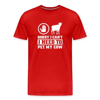 Ne puis-je pas avoir à caresser mes vaches - T-shirt bio Premium Homme - rouge - Devant - Damien (186cm)