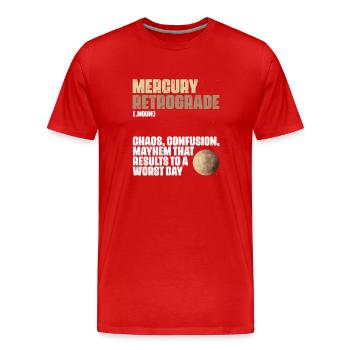 Drôle de définition rétrograde de Mercure pour l’astrologie - T-shirt bio Premium Homme - rouge - Devant - Damien (186cm)