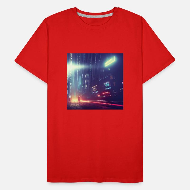 Retrowave Synthwave 80s Future city Design Männer Premium Bio T-Shirt