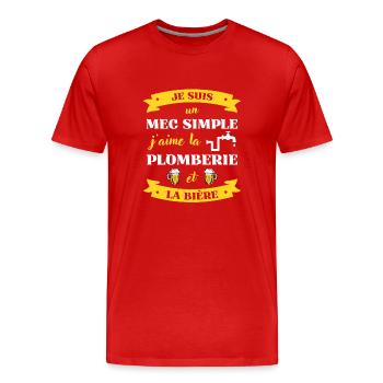 mec simple plomberie biere humour plombier homme - T-shirt bio Premium Homme - rouge - Devant - Damien (186cm)