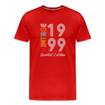 Vintage 1999 Vintage Geburtstag Retro Vintage - Männer Premium Bio T-Shirt - Rot - Vorne - Damien (186cm)