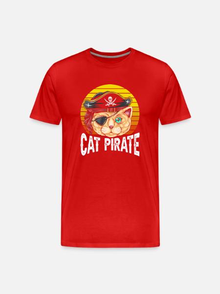 Cat Pirate - Men's Premium Organic T-Shirt - red
