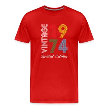 Vintage 1974 Vintage Geburtstag Retro Vintage - Männer Premium Bio T-Shirt - Rot - Vorne - Damien (186cm)