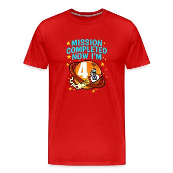 Space Birthday 4 Astronaut Planeten Raketenschiff - Männer Premium Bio T-Shirt - Rot - Vorne - Damien (186cm)