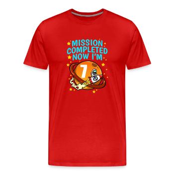 Space Birthday 7 Astronaut Planeten Raketenschiff - Männer Premium Bio T-Shirt - Rot - Vorne - Damien (186cm)