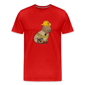 Pompier Pompiers Capybara - T-shirt bio Premium Homme - rouge - Devant - Damien (186cm)
