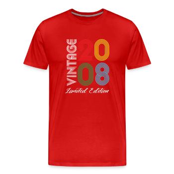 Vintage 2008 Vintage Geburtstag Retro Vintage - Männer Premium Bio T-Shirt - Rot - Vorne - Damien (186cm)