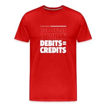 Happiness Is When Debits = Credits - Accountant - Men's Premium Organic T-Shirt - red - Front - Damien (186cm)