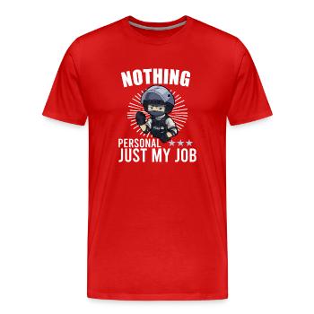 Police Cop Officer Police Office - Men's Premium Organic T-Shirt - red - Front - Damien (186cm)