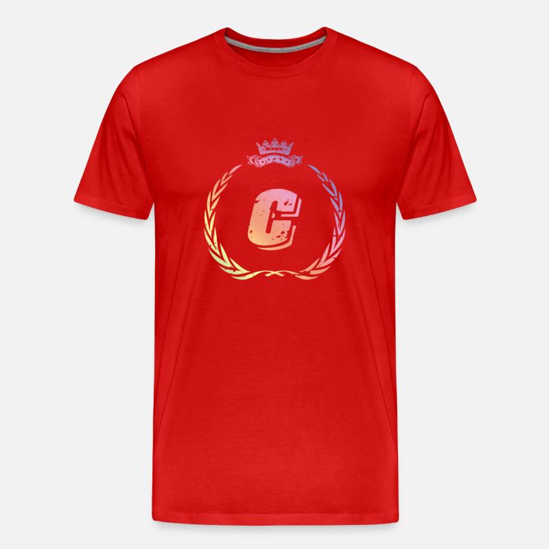 C Buchstabe Kranz - Männer Premium Bio T-Shirt - Rot