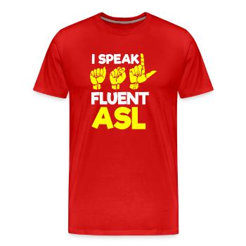 Gehörloser Stolz, Gehör, Behinderte, Taubheit - Männer Premium Bio T-Shirt - Rot - Vorne - Damien (186cm)