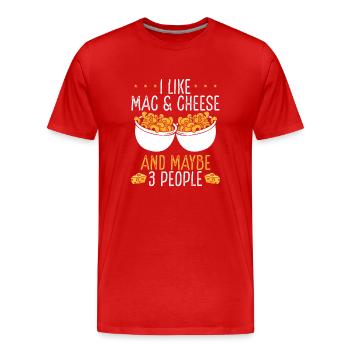 J’aime le macaroni au fromage - T-shirt bio Premium Homme - rouge - Devant - Damien (186cm)
