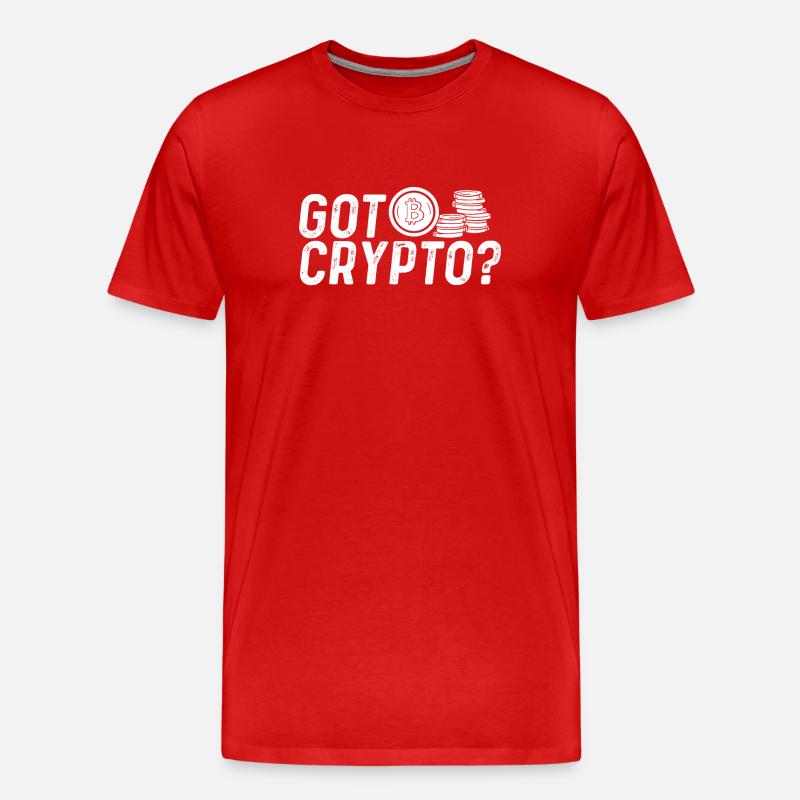 Habt ihr Bitcoin Oder Krypto - Männer Premium Bio T-Shirt - Rot