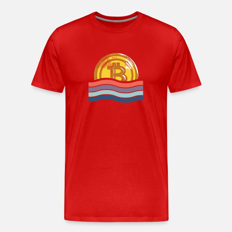 Bitcoin Hinter Der Flagge - Männer Premium Bio T-Shirt - Rot