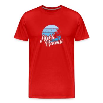 Hawaii Aloha USA America - Men's Premium Organic T-Shirt - red - Front - Damien (186cm)