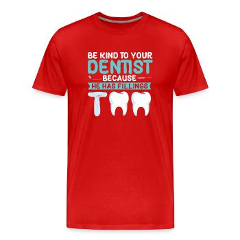 Technicien dentaire, cadre dentaire, hygiéniste dentaire - T-shirt bio Premium Homme - rouge - Devant - Damien (186cm)