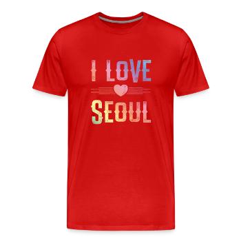 J’aime Séoul - T-shirt bio Premium Homme - rouge - Devant - Damien (186cm)