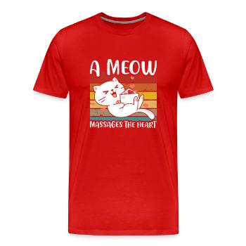 Un meau masse le cœur - T-shirt bio Premium Homme - rouge - Devant - Damien (186cm)