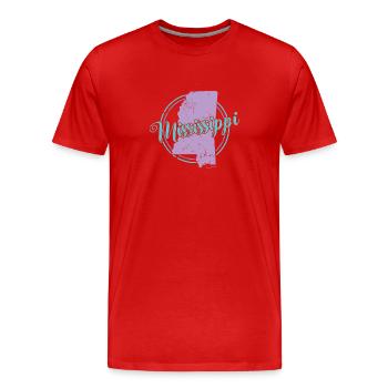 Mississippi Carte USA Amérique - T-shirt bio Premium Homme - rouge - Devant - Damien (186cm)