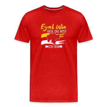 Egal Wie Geil Du Bist Ich Bin Cottbuser - Männer Premium Bio T-Shirt - Rot - Vorne - Damien (186cm)