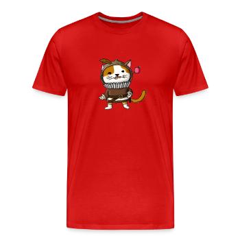 Cat Art History - Männer Premium Bio T-Shirt - Rot - Vorne - Damien (186cm)