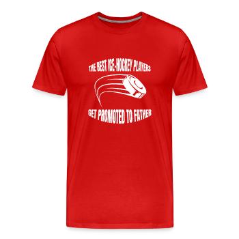 Eishockey Vater Eishockeyteam Dad Wintersport Papa - Männer Premium Bio T-Shirt - Rot - Vorne - Damien (186cm)