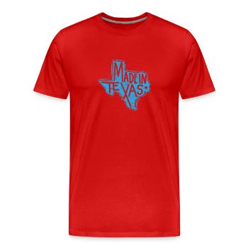 Fabriqué au Texas USA Amérique - T-shirt bio Premium Homme - rouge - Devant - Damien (186cm)