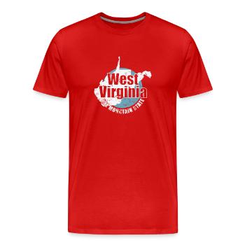 West Virginia The Mountain State USA - Men's Premium Organic T-Shirt - red - Front - Damien (186cm)