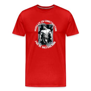 muscles in construction sport bodybuilding - Men's Premium Organic T-Shirt - red - Front - Damien (186cm)