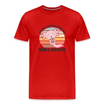 Bubble Tea Axolotl Chocolate Cute Animals Boba - Men's Premium Organic T-Shirt - red - Front - Damien (186cm)