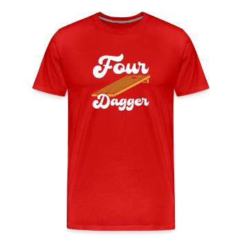 Cornhole Mit Vier Dolchen - Männer Premium Bio T-Shirt - Rot - Vorne - Damien (186cm)