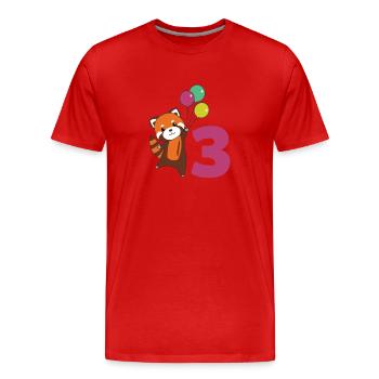 Red Panda Third Birthday Balloons Kids - Men's Premium Organic T-Shirt - red - Front - Damien (186cm)