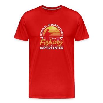 Vintage Schule ist wichtig, aber Angeln ist wicht - Männer Premium Bio T-Shirt - Rot - Vorne - Damien (186cm)