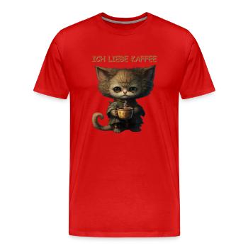 Ich liebe Kaffee - Männer Premium Bio T-Shirt - Rot - Vorne - Damien (186cm)