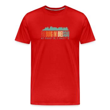 Freiburg - Männer Premium Bio T-Shirt - Rot - Vorne - Damien (186cm)